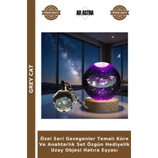 Grey Cat Özel Seri Gezegenler Temalı Küre ve Anahtarlık Set Özgün Hediyelik Uzay Objesi Hatıra Eşyası