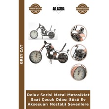 Grey Cat Delux Serisi Metal Motosiklet Saat Çocuk Odası Süsü Ev Aksesuarı Nostalji Sevenlere