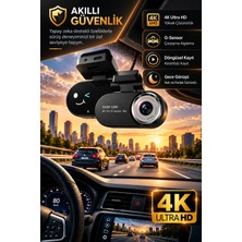 Bagajon 4K Yapay Zekâ Destekli Ön Arka Araç Kamerası + 24 Saat Park Kayıt Kiti Hediye, Wifi, Gece Görüşü