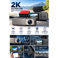 Bagajon 2k Ultra Hd Wifi Araç Kamerası 1.47 Inç Hd Ekran, Zaman Atlamalı Kayıt, Özel Araç Güç Bağlantı Seti