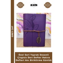 Grey Cat Özel Seri Yaprak Desenli Çizgisiz Deri Defter Hatıra Defteri Anı Biriktirme Günlük
