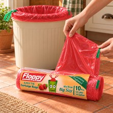 Floppy Çilek Kokulu Büzgülü Çöp Torbası 10 Adet 65 x 70 cm 53 L