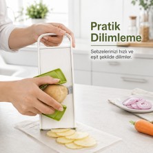 Ayarlanabilir Mandolin Sebze Dilimleyici 3 Kademeli Patates Salatalık Dilimleme Rendesi Meyve Kesici Tutma Aparatlı Sariva Home