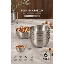 Die Grup Tr Paslanmaz Çelik Çerezlik Seti, 8.5 Cm, 6 Parça, Dekoratif Servis Kasesi 6 Adet 304 Kalite Paslanmaz Çelik Çerezlik Kuruyemişlik