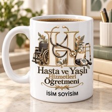 Kişiye Özel Hasta ve Yaşlı Hizmetleri Öğretmeni Altın H Harfi ve Stetoskop Desenli Kupa Bardak
