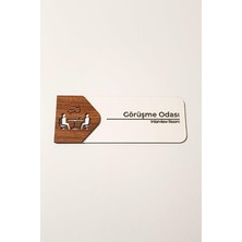 Die Grup Tr Görüşme Odası Kapı Tabelası – Mdf Ofis Yönlendirme Levhası | 19X7 cm
