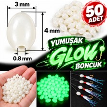 ea genset Fosforlu Glow Beyaz Silikon Yumuşak Boncuk Olta Takımı, Çapari, Jig Yapım Malzemesi 50 Adet