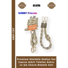 Grey Cat Premium Gözlüklü Hediye Set Çapraz Askılı Telefon Askısı ve Şık Charm Bileklik Seti