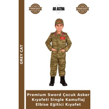 Grey Cat Premium Sword Çocuk Asker Kıyafeti Single Kamuflaj Elbise Eğitici Kıyafet