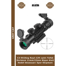 Grey Cat C3-9X26EG Raylı Çift Işıklı Tüfek Dürbünü 11MM/22MM Nişan Aleti Hedef Aksesuarı Spor Ekipmanı