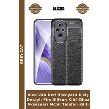 Grey Cat Vivo V40 Deri Hissiyatlı Dikiş Detaylı Firo Silikon Kılıf Cihaz Aksesuarı Mobil Telefon Kılıfı