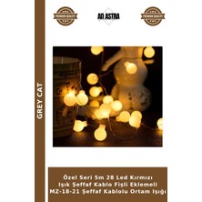 Grey Cat Özel Seri 5m 28 LED Kırmızı Işık Şeffaf Kablo Fişli Eklemeli Mz-18-21 Şeffaf Kablolu Ortam Işığı