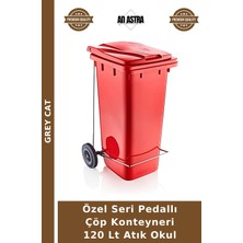 Grey Cat Özel Seri Pedallı Çöp Konteyneri 120 Lt Atık Okul