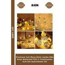 Grey Cat Premium Işık Masa Üstü Lamba Oda Süsü Dekoratif Pilli 2 Fonksiyonlu 4cm Şık Aydınlatma 2m