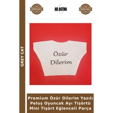 Grey Cat Premium Özür Dilerim Yazılı Peluş Oyuncak Ayı Tişörtü Mini Tişört Eğlenceli Parça
