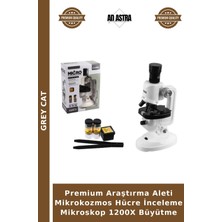 Grey Cat Premium Araştırma Aleti Mikrokozmos Hücre Inceleme Mikroskop 1200X Büyütme