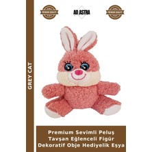 Grey Cat Premium Sevimli Peluş Tavşan Eğlenceli Figür Dekoratif Obje Hediyelik Eşya