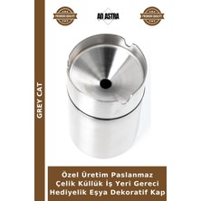 Grey Cat Özel Üretim Paslanmaz Çelik Küllük Iş Yeri Gereci Hediyelik Eşya Dekoratif Kap