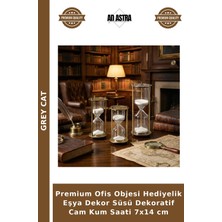 Grey Cat Premium Ofis Objesi Hediyelik Eşya Dekor Süsü Dekoratif Cam Kum Saati 7X14 cm