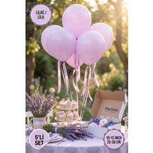 Partixa 5'li Set Lila (Lilac) Renk Premium Lateks Makaron Balon - 10-12 Inç (25-30 Cm) Helyum Uyumlu