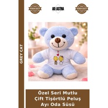 Grey Cat Özel Seri Mutlu Çift Tişörtlü Peluş Ayı Oda Süsü