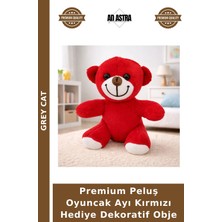 Grey Cat Premium Peluş Oyuncak Ayı Kırmızı Hediye Dekoratif Obje