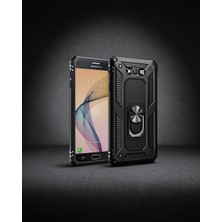 Samsung Galaxy J7 Kılıf Sofya Yüzüklü Silikon Kapak - Siyah