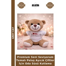 Grey Cat Premium Seni Seviyorum Temalı Peluş Ayıcık Çiftler Için Oda Süsü Kutlama