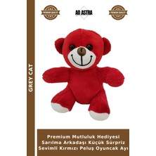 Grey Cat Premium Mutluluk Hediyesi Sarılma Arkadaşı Küçük Sürpriz Sevimli Kırmızı Peluş Oyuncak Ayı