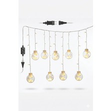 Ersert Ers- 3 Metre 10 Toplu Perde LED Işık - Gün Işığı Şeffaf Dekoratif Aydınlatma - 8 Fonksiyonlu LED