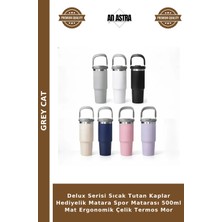 Grey Cat Delux Serisi Sıcak Tutan Kaplar Hediyelik Matara Spor Matarası 500ML Mat Ergonomik Çelik Termos Mor