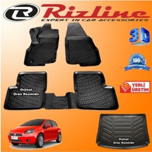 Fiat Grande Punto 3D Paspas + 3D Bagaj Havuzu 2006-2019 ile Uyumlu Arası Siyah Set