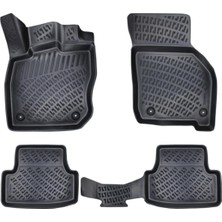 Volkswagen Tiguan 2007-2015 ile Uyumlu 3D Siyah Kokusuz Havuzulu Paspas Takımı