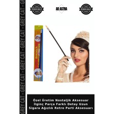 Grey Cat Özel Üretim Nostaljik Aksesuar Ilginç Parça Farklı Detay Uzun Sigara Ağızlık Retro Parti Aksesuarı