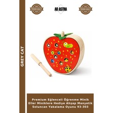 Grey Cat Premium Eğlenceli Öğrenme Minik Eller Miniklere Hediye Ahşap Manyetik Soluncan Yakalama Oyunu 93-303