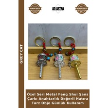 Grey Cat Özel Seri Metal Feng Shui Şans Çarkı Anahtarlık Değerli Hatıra Tarz Obje Günlük Kullanım