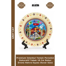 Grey Cat Premium Istanbul Temalı Porselen Dekoratif Tabak 18 cm Dekor Ürünü Hatıra Eşyası Duvar Süsü
