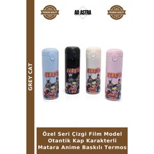 Grey Cat Özel Seri Çizgi Film Model Otantik Kap Karakterli Matara Anime Baskılı Termos