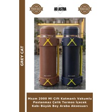 Grey Cat Mszm 2000 ml Çift Katmanlı Vakumlu Paslanmaz Çelik Termos Içecek Kabı Büyük Boy Araba Aksesuarı