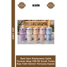Grey Cat Özel Seri Paslanmaz Çelik Termos Mug 700 ml Sıcak Tutan Kap Tatil Gereci Yürüyüş Eşyası