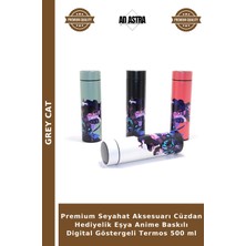 Grey Cat Premium Seyahat Aksesuarı Cüzdan Hediyelik Eşya Anime Baskılı Digital Göstergeli Termos 500 ml