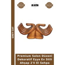 Grey Cat Premium Salon Düzeni Dekoratif Eşya Ev Stili Ahşap 2'li El Sehpa