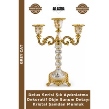 Grey Cat Delux Serisi Şık Aydınlatma Dekoratif Obje Sunum Detayı Kristal Şamdan Mumluk