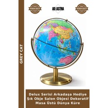Grey Cat Delux Serisi Arkadaşa Hediye Şık Obje Salon Objesi Dekoratif Masa Üstü Dünya Küre