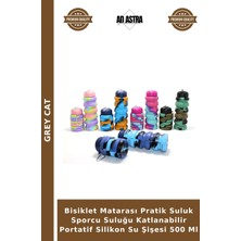 Grey Cat Bisiklet Matarası Pratik Suluk Sporcu Suluğu Katlanabilir Portatif Silikon Su Şişesi 500 ml