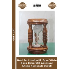 Grey Cat Özel Seri Hediyelik Eşya Vitrin Süsü Dekoratif Aksesuar Ahşap Kumsaati 2636B