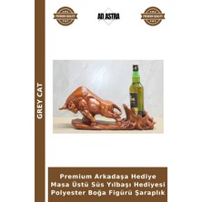 Grey Cat Premium Arkadaşa Hediye Masa Üstü Süs Yılbaşı Hediyesi Polyester Boğa Figürü Şaraplık
