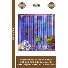 Grey Cat Premium Tel Perde LED 3*3m 300 LED Rgb Oda Lambası Ev Dekorasyonu Dekoratif Aydınlatma