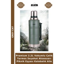 Grey Cat Premium 2.2l Vakumlu Çelik Termos Seyahat Aksesuarı Piknik Eşyası Kalabalık Aile