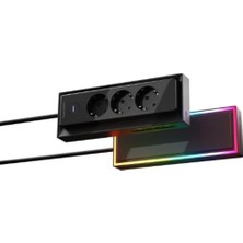 S-Link PRZ05 3 Soketli 2 USB 2 Type-C PD20 2m 306 Joule Tam Bakır Gaming Siyah Akım Korumalı Priz